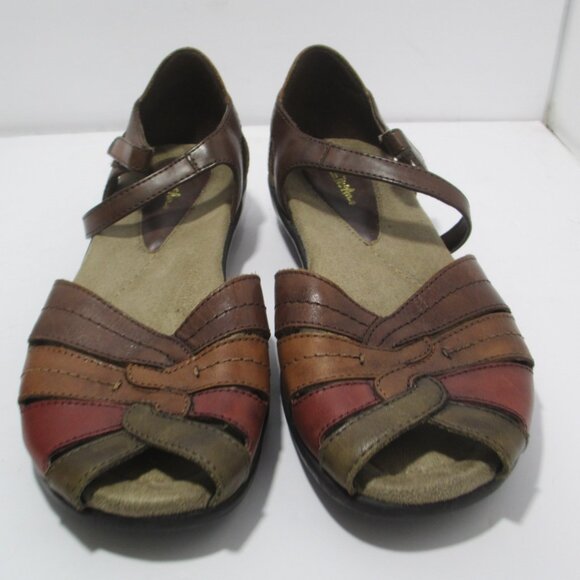 Thom McAn Womens Brown Leather Sandals Size 8W Closed Heel - Picture 4 of 11